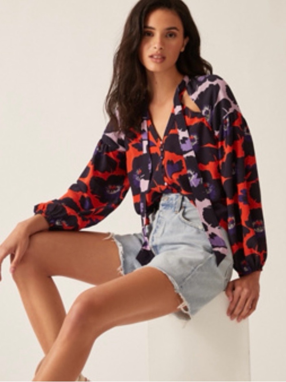Anthropologie Maeve Neck-Tie Silk Blouse XS NWOT